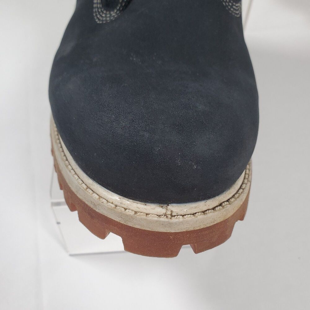 Timberland Men’s Premium 6-Inch Waterproof Boots 8.5M Navy Nubuck White Collar - Picture 6 of 16